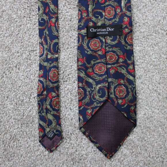 Lot of 3 Ties Burberry London, 2 Christian Dior Monsieur Silk Red/Blue/Green - Picture 10 of 13